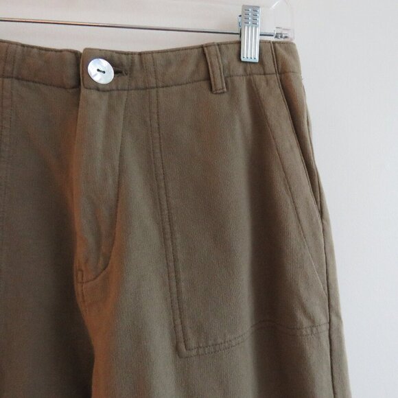 ACACIA Dublin Pant in Moss Green Cotton Raw Hem Casual Travel Vacation - Size S - Picture 9 of 16